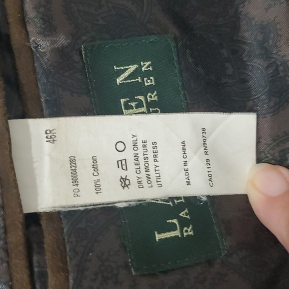 Lauren Ralph Lauren Black Corduroy Blazer w/ Brown Suede Elbow Patches Size 46R - Picture 6 of 7